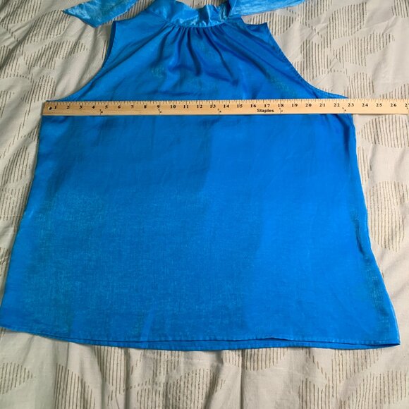 Worthington Sleeveless Gathered Satin Holter Tie Blouse, in Women's Size L - Picture 9 of 10